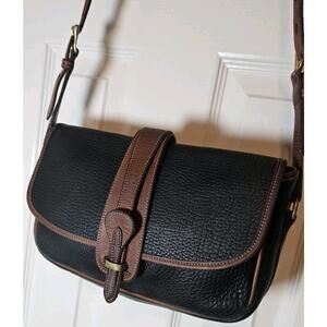Dooney & Bourke Vintage Equestrian Shoulder Bag AWL Black & Brown 80s-90s